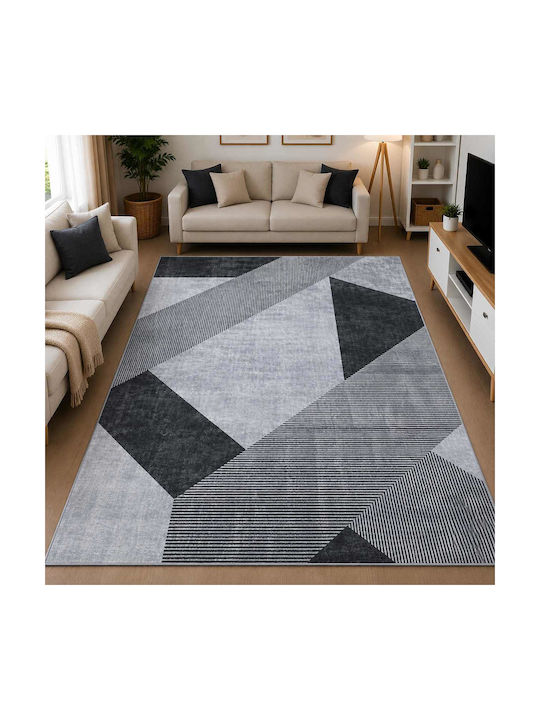 Non-Slip Rectangular Grey Rug 120x180cm