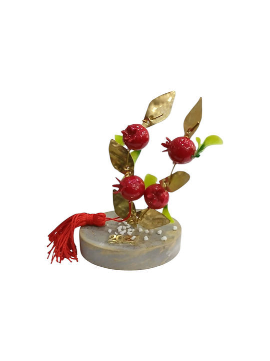 Kalliopi Silver Tabletop New Year's Lucky Charm Pomegranate Grey Stone 2027 6x8cm
