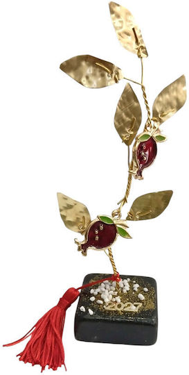 Kalliopi Silver Tabletop New Year's Lucky Charm Pomegranate Bronze Made of Stone 2027 5x5cm