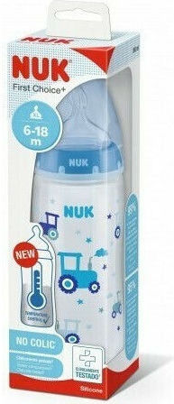 Nuk Plastic Baby Bottle First Choice Anti-colic with Silicone Teat for 6-18 Months Blue 360ml