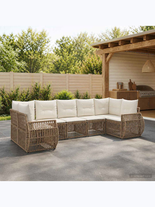 Canapea De Colț De Exterior Din Rattan Cu Perne 70x62x70cm