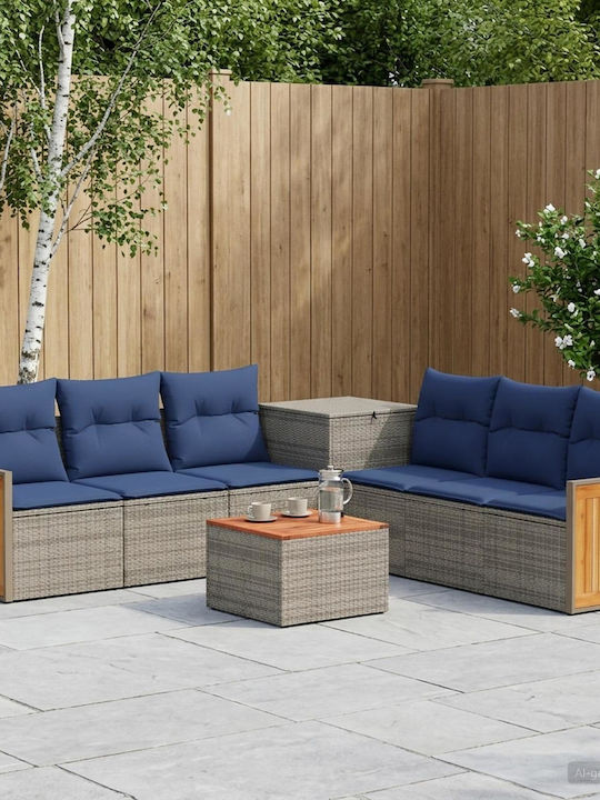 Zweisitziges Outdoor-Sofa aus Rattan mit Kissen