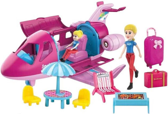 Doll Set With Private Airplane & Accessories For Age 3+