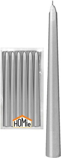 Dekorative Kerze Kegel Silber 12Stücke
