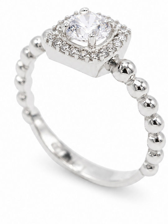 Ortaxidis Single Stone Ring In 14K White Gold With Zircon
