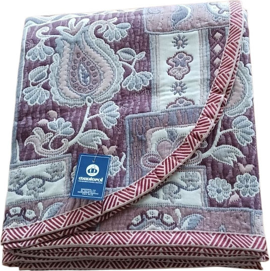 Manterol Casa Double Coverlet Made of Cotton & Polyester Reddish/Brick 235x270cm