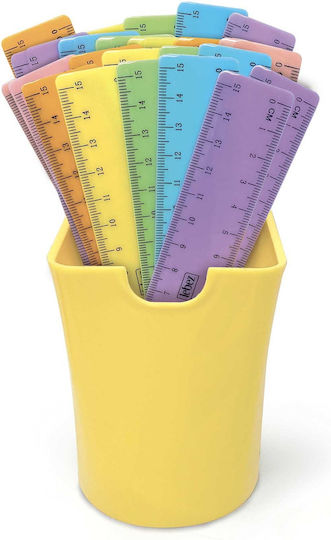 15 Cm Plastic Ruler Pastel Colors – 36 Pcs Cylindrical Display
