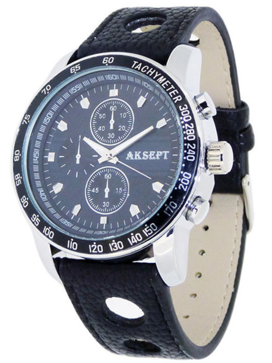 Aksept Мъжки Часовник 46mm На Батерия с Черна К...