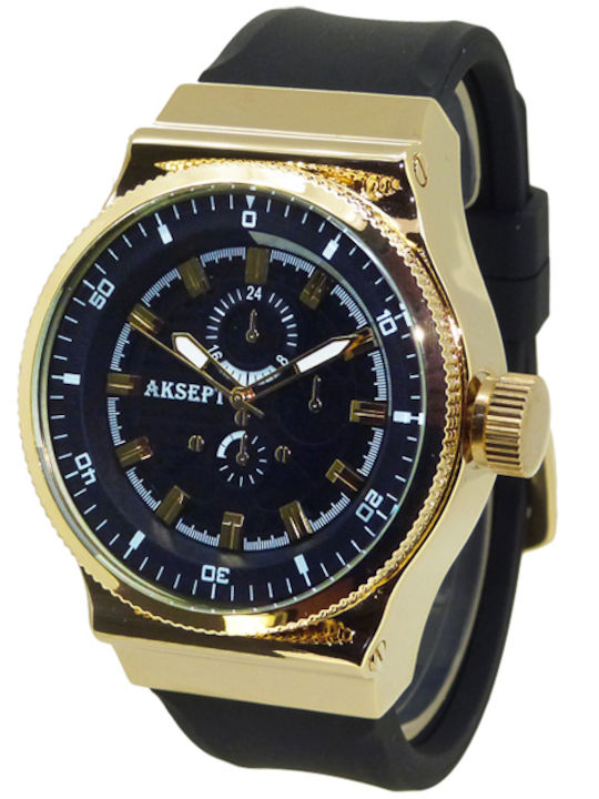 Aksept Мъжки Часовник 48mm На Батерия с Черен К...
