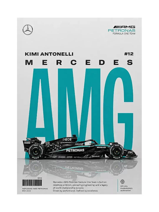 Poster Formula1 Kimi Antonelli Mercedes-amg F080 50cm X 70cm Brown Wood Frame 71716pd158852f63322