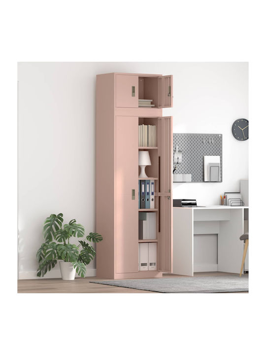 Metal Office Cabinet with Lock Pink 60x40x220cm