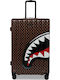 Sprayground Sharks In Paris Grin And Grind Голям Куфар за Пътуване Твърд Кафяв Височина 75см.