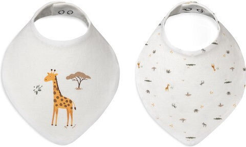 Interbaby Αδιάβροχη Μπαντάνα Υφασμάτινη με Κουμπί Beige 2τμχ