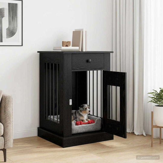 vidaXL Hundehütte Innenbereich Schwarz 50x47,5x80cm