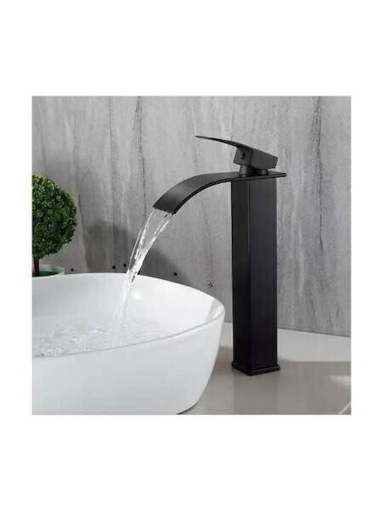 Mixing Sink Faucet Waterfall Tall Black