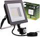 LED Flood Light Zuna2 50W 4500lm 4000K IP44 Black Motion Sensor Lumiled