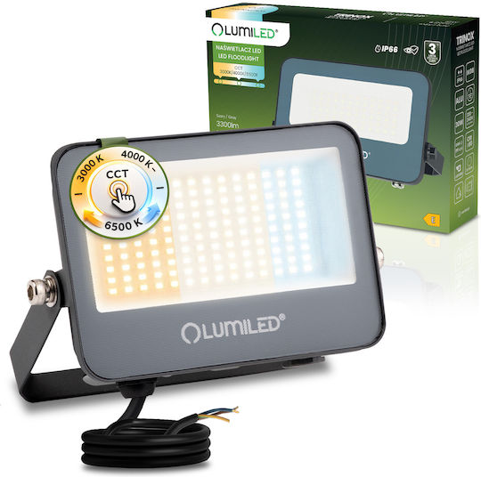 Proiector LED Trinox 30W 3300lm CCT IP66 Gri Lumiled