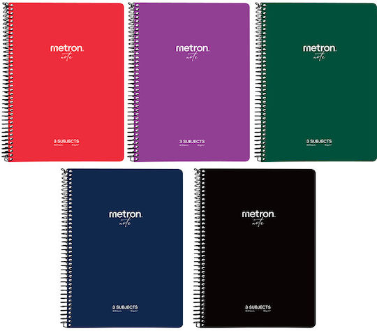Metron Spiral Ruled Notebook B5 90 Paper Sheets 3 Subjects