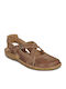 Damen Flache Sandalen Braun