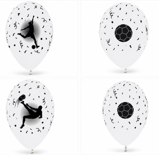 12" Latex Balloons White Football Players 6 Pieces