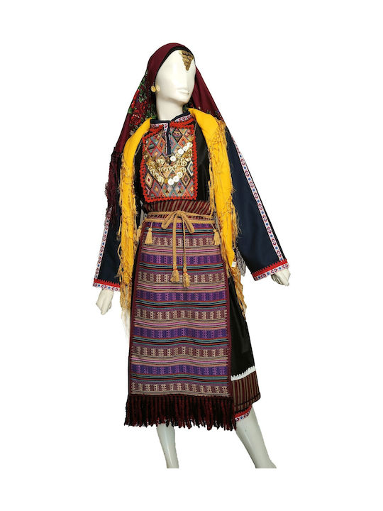 Thrace Woman Traditional Costume with Scarf with 1 Row Necklace
