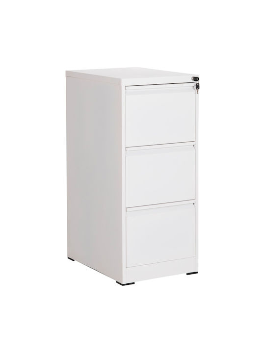 Büroaufbewahrungsschublade Metall Sider Weiß 45,5x62x103,5cm