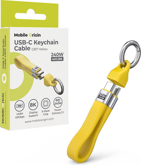 Mobile Origin Geflochtenes USB Typ-C Kabel USB-C männlich - USB-C 240W PD Gelbe 0,13 m