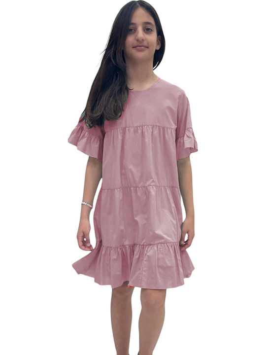 Glous Mädchenkleid Kurzärmelig Rosa