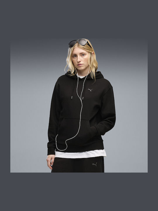 PUMA Ess Elevated Дамски Суитшърт с Качулка Черен