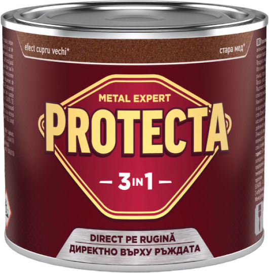 Protecta 3-в-1 Метални Цветове Черен Метал Ръжда Конвертор Праймер Декоративно Покритие В Една Кутия Може Да Се Нанася Директно Върху Ръжда Блестящо Покритие 0.5л Античен Мед