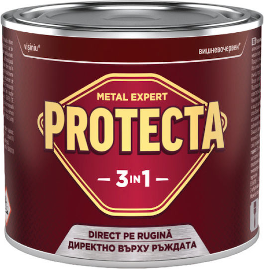 Protecta 3-в-1 Метално Цвят Черни Метали Конвертор На Ръжда Грунд Декоративно Покритие В Една Кутия Може Да Се Нанася Директно На Ръжда Лъскаво Покритие 0.5л Черешово Червено