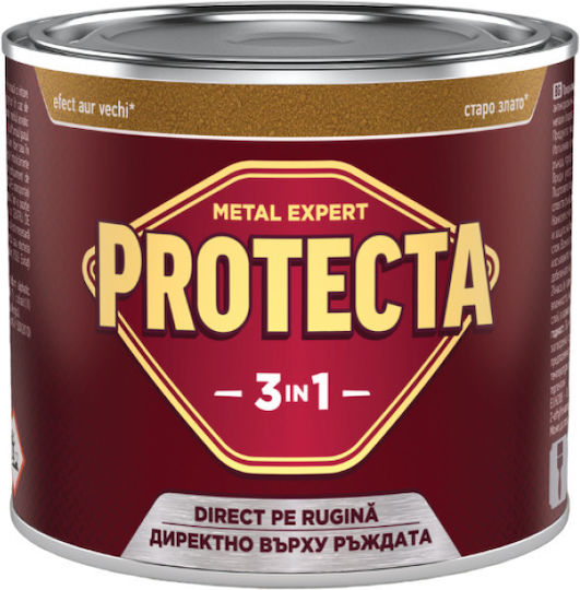 Protecta 3-в-1 Метален Цвят Черни Метали Конвертор на Ръжда Грунд Декоративно Покритие В Една Кутия Може Да Се Нанася Директно Върху Ръжда Лъскаво Покритие 2.5л Старо Злато