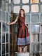 Satin Hohe Taille Midi Damenrock Braun