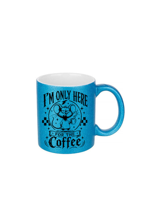 White Ceramic Mug 330ml Glitter Blue I'm Only H...