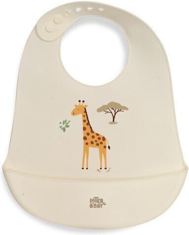 Interbaby Wasserdichte Silikon Baby Lätzchen mit Tasche Beige