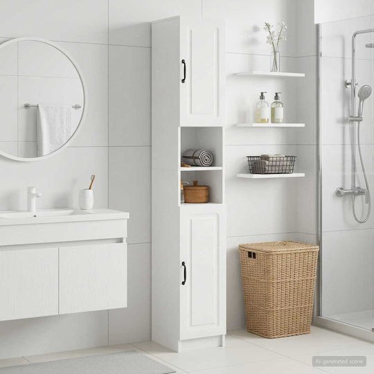vidaXL Badezimmer-Säulenschrank Boden M30xB31xH187cm Weiß