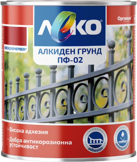 Alkyd Primer Leko Pf-02 Black Metals 0.90l Oxide Red