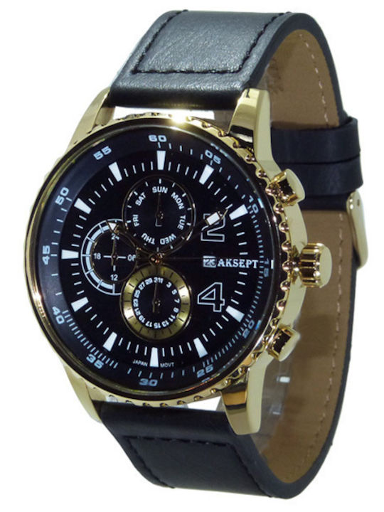 Aksept Мъжки Часовник 48mm На Батерия с Черна К...