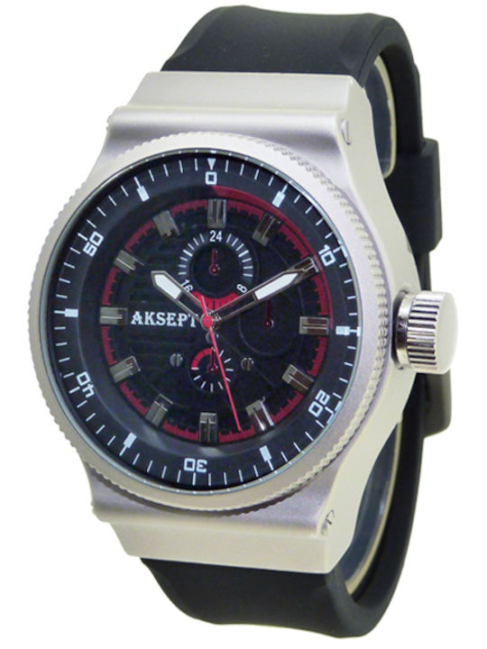 Aksept Мъжки Часовник 48mm На Батерия с Черна К...