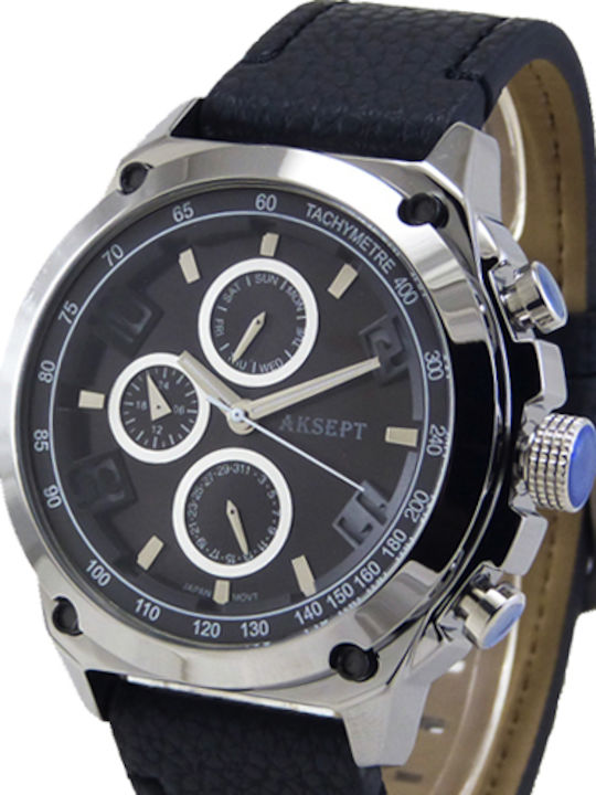 Aksept Мъжки Часовник 46mm На Батерия с Черна К...