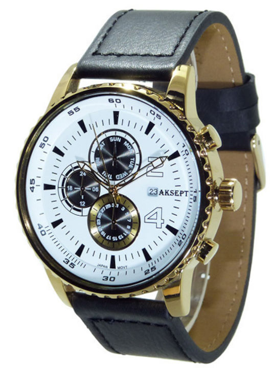 Aksept Мъжки Часовник 48mm На Батерия с Черна К...
