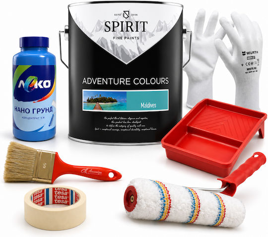 Декоративен Комплект За Боядисване До 45 М² Spirit Adventure Colours 45 Тюркоазен Латексов Грунд Аксесоари
