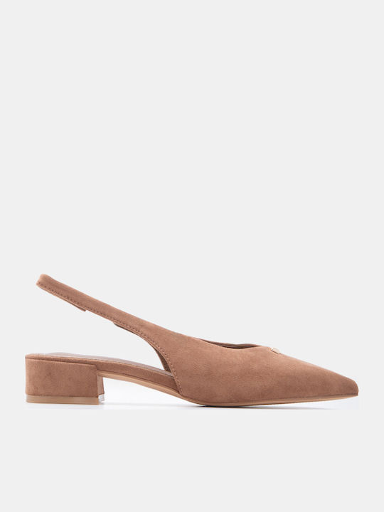 Luigi Pointed Toe Heels With Low Brown Heel
