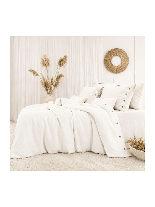 Şaheser Set Huse Pentru Pilote 200x220cm Dublă Cu 4 Fețe De Pernă & 1 Cearșaf Cream