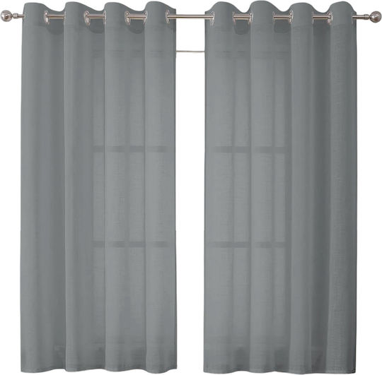 Cucraf Set Vorhänge mit Grommets Graue 140x225cm