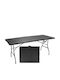 Masă Plastică Catering Pentru Exterior Pliabilă Cu Ramă Metalică Neagră 180x70x74 cm