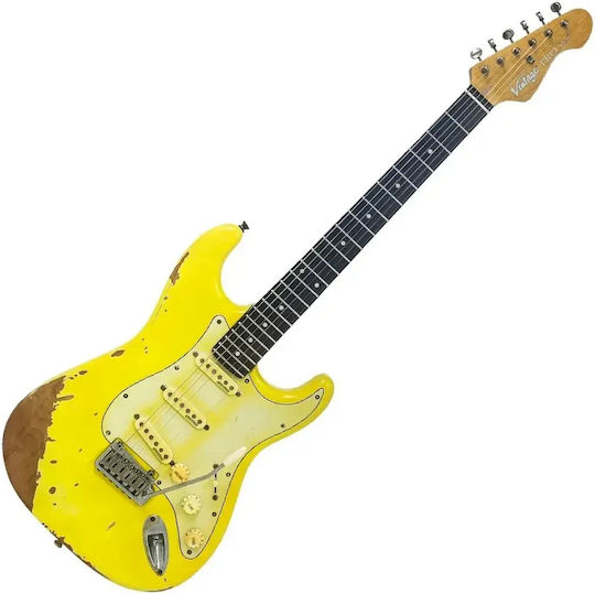 Vintage V6pu0019 Proshop Einzigartige Elektrische Gitarre Abgenutzt Kanariengelb
