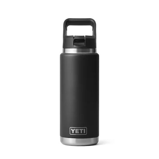Yeti Rambler Sticlă Termos Oțel Inoxidabil 769ml Yeti Negru cu Pai și Mâner