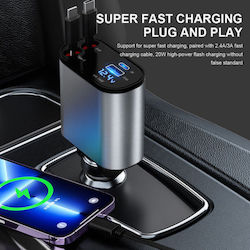 SPV Autoladegerät 120W 2.4A Schnellladen mit Anschlüssen: 1xUSB-A 1xTyp-C zusammen mit Lightning / Typ-C Kabel SPV Autoladegerät 120W 2.4A Schnellladen mit Anschlüssen: 1xUSB-A 1xTyp-C zusammen mit Lightning / Typ-C Kabel