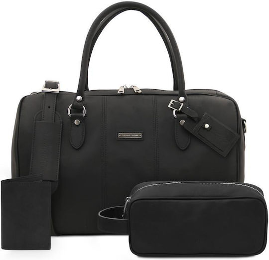 Tuscany Leather Σετ Σακ Βουαγιάζ Πλάτης Μαύρο από Δέρμα